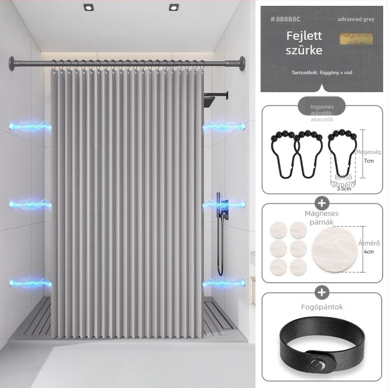 Zuhanyfüggöny fürdőszobai összecsukható alsóruha ütésmentes láthatatlan vízálló anyagból kiváló minőségű WC-válaszfal zuhany száraz és nedves elválasztás