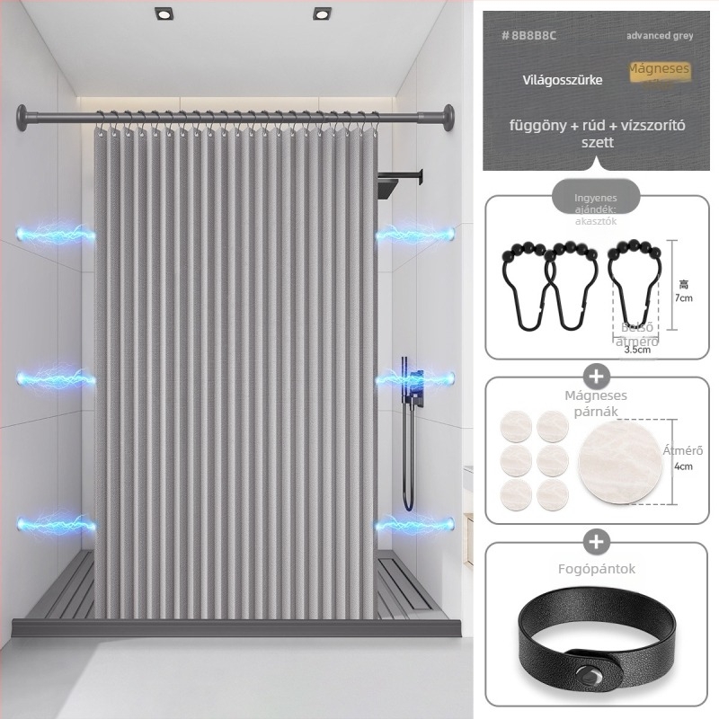 Zuhanyfüggöny fürdőszobai összecsukható alsóruha ütésmentes láthatatlan vízálló anyagból kiváló minőségű WC-válaszfal zuhany száraz és nedves elválasztás