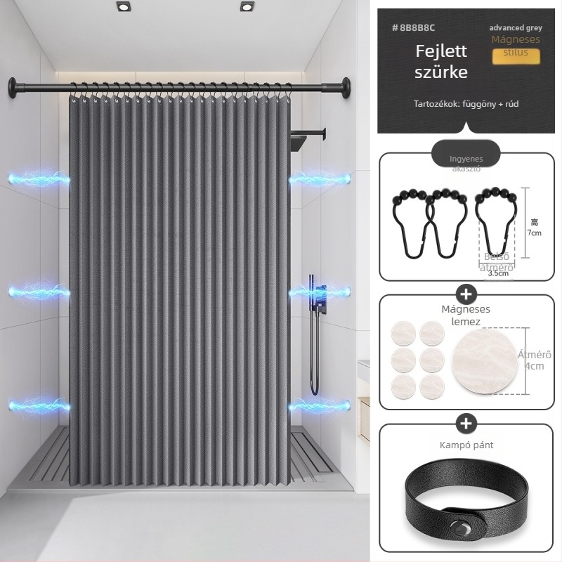 Zuhanyfüggöny fürdőszobai összecsukható alsóruha ütésmentes láthatatlan vízálló anyagból kiváló minőségű WC-válaszfal zuhany száraz és nedves elválasztás