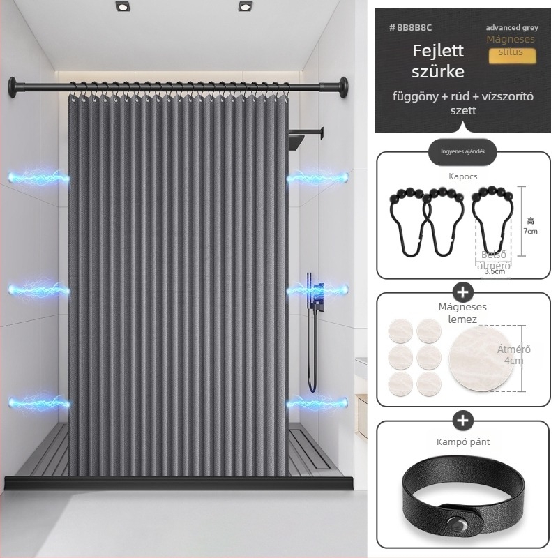 Zuhanyfüggöny fürdőszobai összecsukható alsóruha ütésmentes láthatatlan vízálló anyagból kiváló minőségű WC-válaszfal zuhany száraz és nedves elválasztás