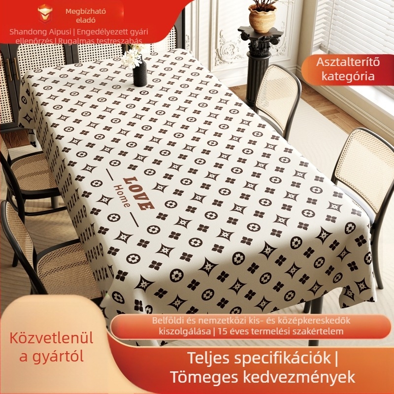 Étkezőasztal terítő, vízálló és olajálló, eldobható asztalszőnyeg, téglalap alakú PVC terítő, könnyű, luxus, csúcskategóriás teaasztal terítő