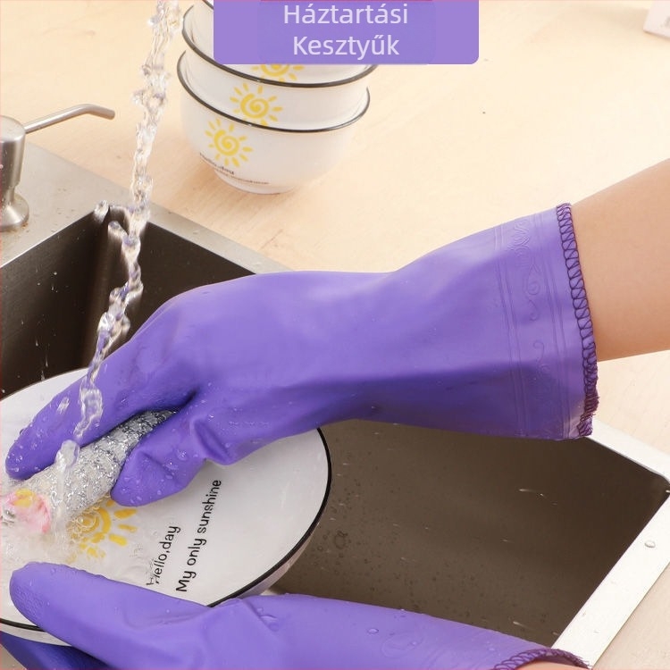 Pelyhesítő integrált háztartási latex kesztyűk konyhai háztartási kasmír kesztyűk vastagított Linyi napi mosogató kesztyűk