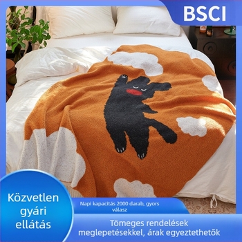 Új Flying Dog A osztályú féloldalas bársony kötött takaró, ebédszüneti takaró, hétköznapi takaró, puha viselet, bellyfinnel