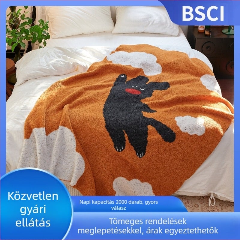 Új Flying Dog A osztályú féloldalas bársony kötött takaró, ebédszüneti takaró, hétköznapi takaró, puha viselet, bellyfinnel