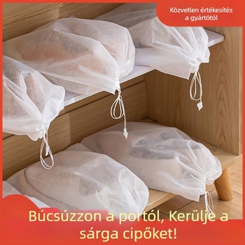 Cipőtáska nem szőtt anyagból készült tárolótáska húzózsinóros cipőtáska kis fehér cipők sárgaság elleni porvédő szárítás és szárítás cipőtáska gyártó raktáron
