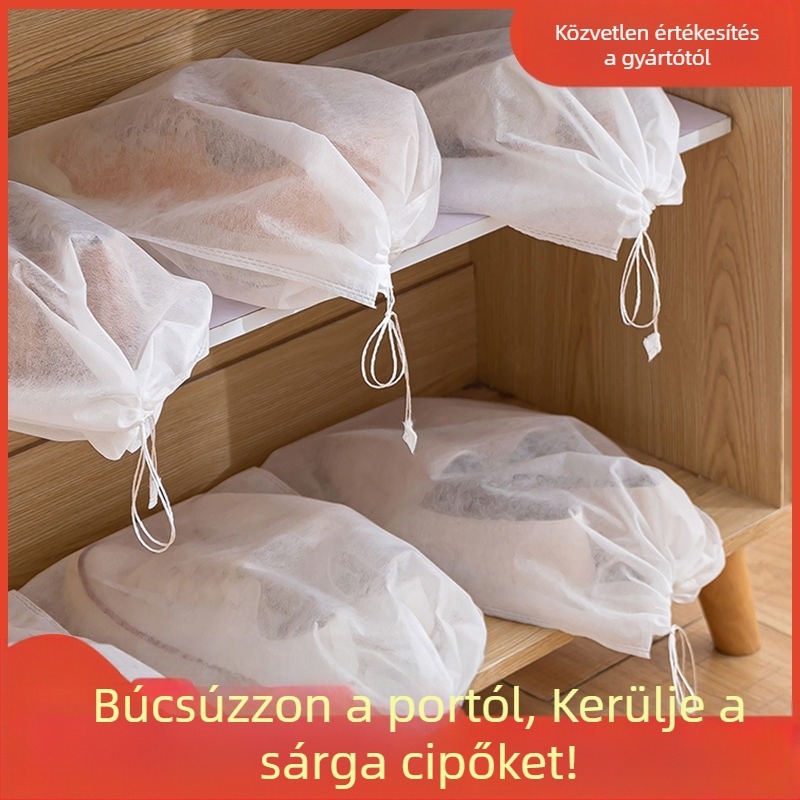 Cipőtáska nem szőtt anyagból készült tárolótáska húzózsinóros cipőtáska kis fehér cipők sárgaság elleni porvédő szárítás és szárítás cipőtáska gyártó raktáron