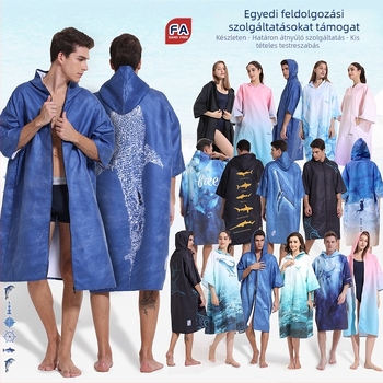 2025 Határokon átnyúló, gyorsan száradó, cipzáras fürdőköpeny, úszótörölköző, hordozható váltókabát, kapucnis köpeny, strandtörölköző