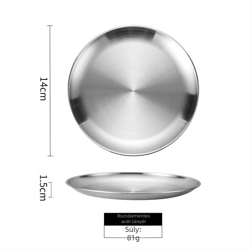 Koreai stílusú rozsdamentes acéllemez grill tányér büfé tányér csontköpő tányér kültéri piknik tányér kemping tányér kerek tálca