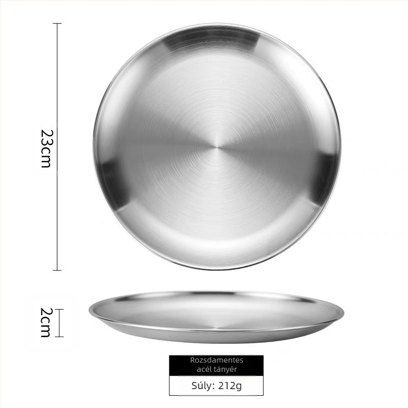 Koreai stílusú rozsdamentes acéllemez grill tányér büfé tányér csontköpő tányér kültéri piknik tányér kemping tányér kerek tálca