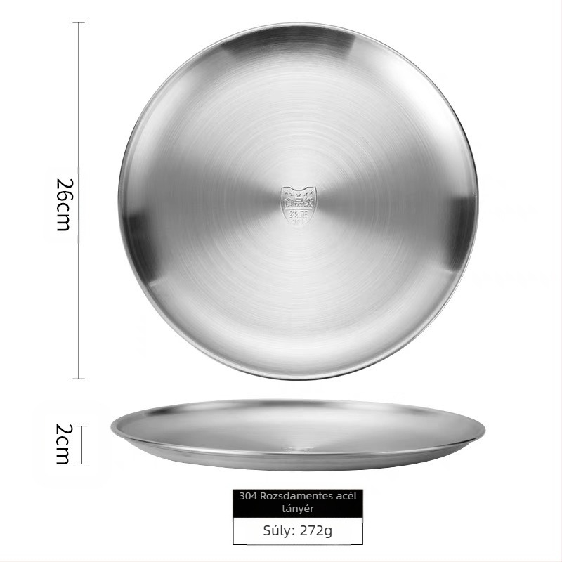 Koreai stílusú rozsdamentes acéllemez grill tányér büfé tányér csontköpő tányér kültéri piknik tányér kemping tányér kerek tálca