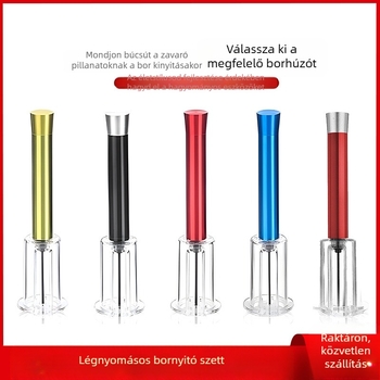 Határokon átnyúló légnyomásos palacknyitó öltöny alumínium csőből készült négyrészes borkiöntő palack szájfólia vágó borkészlet ajándékdoboz öltöny