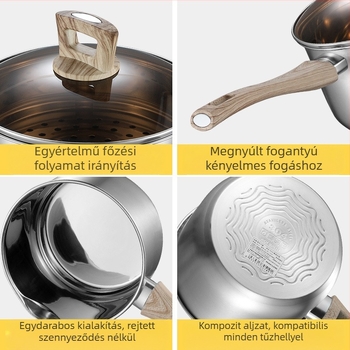 304 vastag rozsdamentes acél tejeskanna, dupla aljú bébiételes edény, leveses edény, kis tejeskanna, instant tésztatartó, ajándéknyomtatott logóval