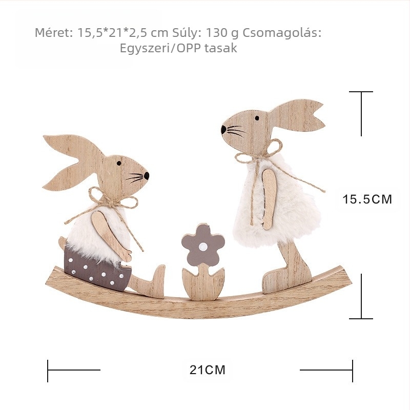 [Nagyszámú raktáron] határokon átnyúló új húsvéti dekoráció, festett, libikókás nyúl, fa kézműves termékek
