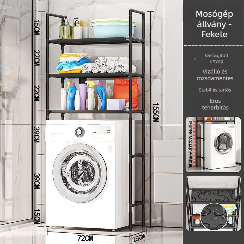 Tároló háztartási fürdőszobai polc műanyag fém fürdőszobai lyukasztásmentes többrétegű padlótartó lyukasztásmentes tárolóállvány