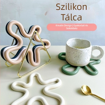 Aszimmetrikus szilikon alátétek, kávéalátétek, magas hőmérsékletnek ellenálló alátétek, konyhai tálaló alátétek, edényalátétek, tányéralátétek