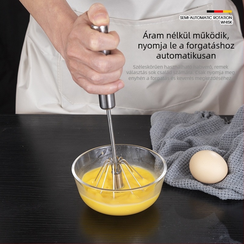 Rozsdamentes acél forgó tojáshabverő félautomata keverő kézi tojáshabverő háztartási krémtojássütő kütyü