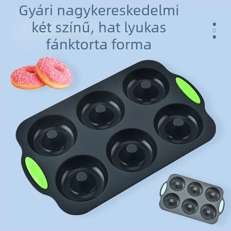 Gyári nagykereskedelmi szilikon kétszínű hatlyukú fánk tortaforma csokoládé sütiforma sütőeszközök