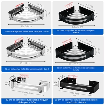 WC-tartó, fürdőszobai törölközőtartó, fali, lyukmentes, háromlábú WC, WC-fürdőszoba, zuhanyzós tárolóállvány