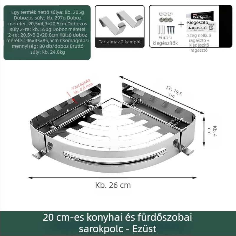 WC-tartó, fürdőszobai törölközőtartó, fali, lyukmentes, háromlábú WC, WC-fürdőszoba, zuhanyzós tárolóállvány