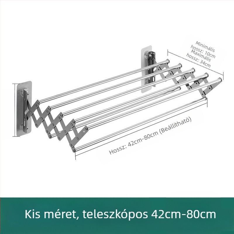 Határokon átnyúló láthatatlan szárítóállvány rúd falra akasztható összecsukható erkély teleszkópos ablakszárító állvány rozsdamentes acél teleszkópos törölközőtartó