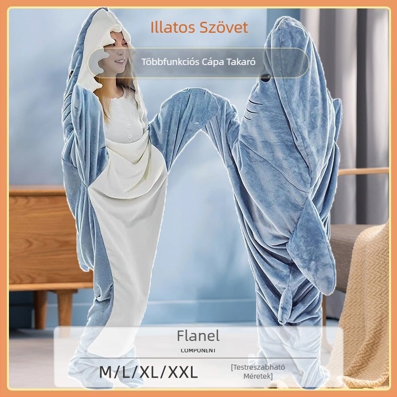 Cápa flanel takaró kapucnis pulóveres jumpsuit felnőtt gyermek cápa takaró puha, kényelmes cápa flanel takaró