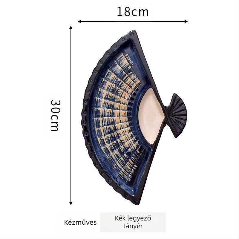 Internetes ünneplő gombóc tányér ecettel, kreatív kerámia dielektromos tányér, japán kézzel festett sushi tányér, legyező alakú uzsonnás tányér