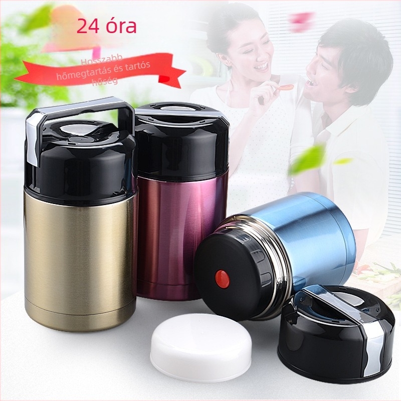 Párolt edény rozsdamentes acél vákuumszigetelő edény kreatív nagy kapacitású termosz pohár zabkása ebéddoboz ebéddoboz