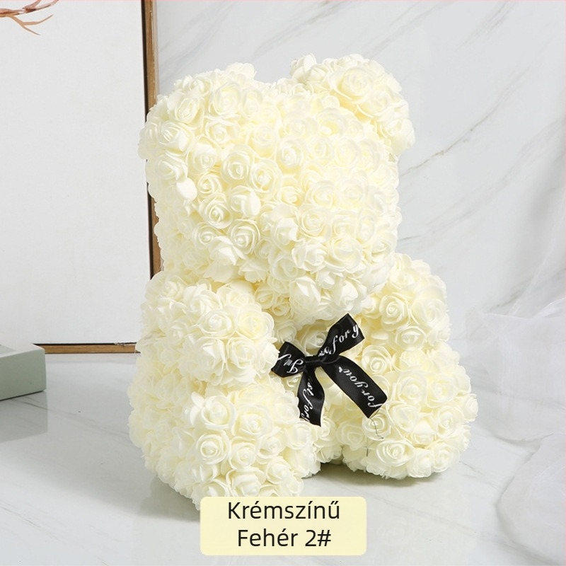 Rózsaszín medve tartósított virág Valentin-napi szimulált virág ajándék Pe medve születésnapi ajándék Rózsa buborék medve külkereskedelem nagykereskedelem