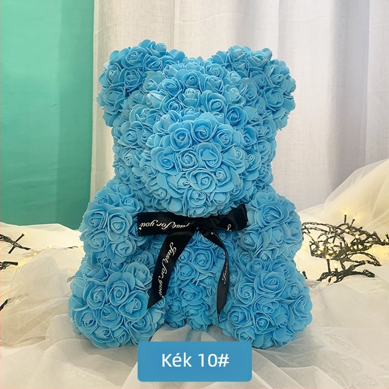 Rózsaszín medve tartósított virág Valentin-napi szimulált virág ajándék Pe medve születésnapi ajándék Rózsa buborék medve külkereskedelem nagykereskedelem