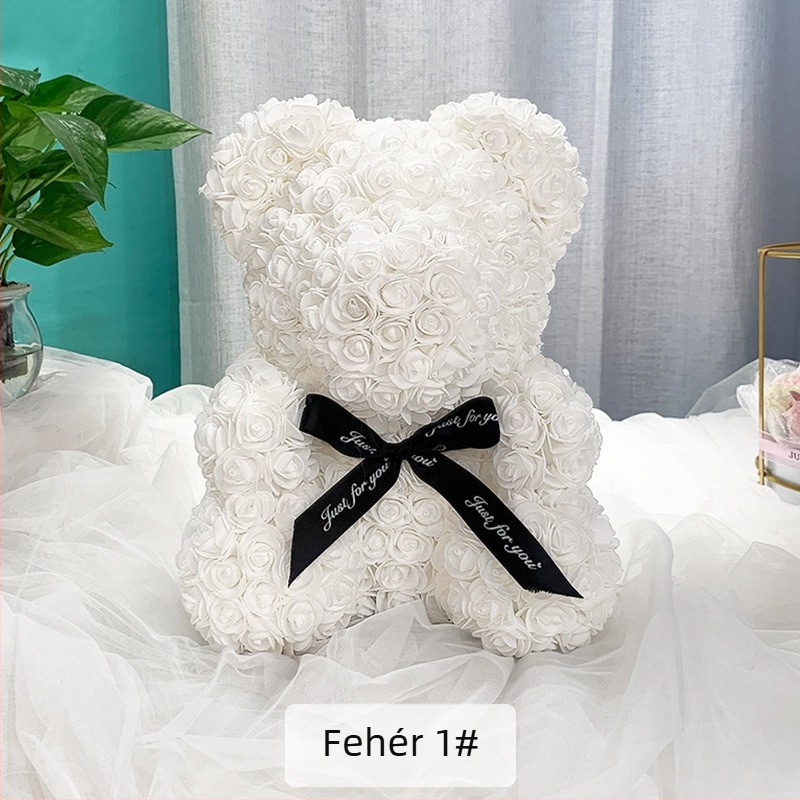 Rózsaszín medve tartósított virág Valentin-napi szimulált virág ajándék Pe medve születésnapi ajándék Rózsa buborék medve külkereskedelem nagykereskedelem