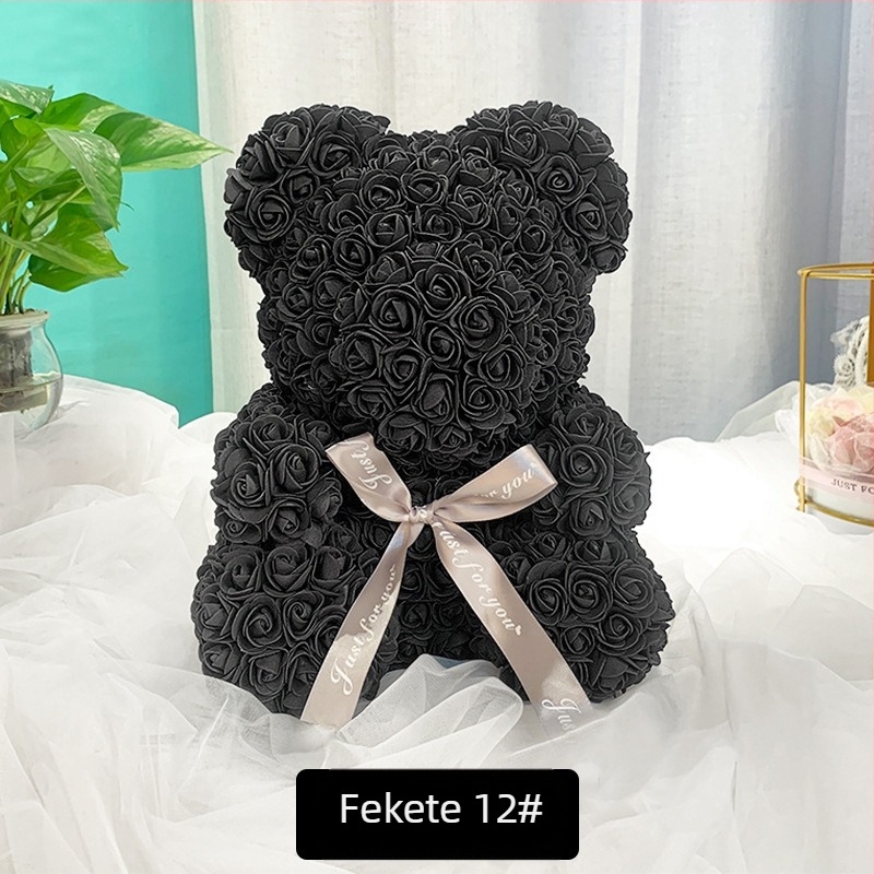 Rózsaszín medve tartósított virág Valentin-napi szimulált virág ajándék Pe medve születésnapi ajándék Rózsa buborék medve külkereskedelem nagykereskedelem
