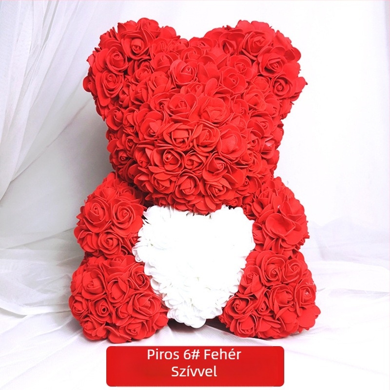 Rózsaszín medve tartósított virág Valentin-napi szimulált virág ajándék Pe medve születésnapi ajándék Rózsa buborék medve külkereskedelem nagykereskedelem