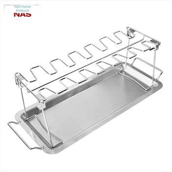 Rozsdamentes acél összecsukható csirkecombtartó háztartási sütőállvány kültéri zöldséges sütőtálca csirkeszárnyak grill csirketartó