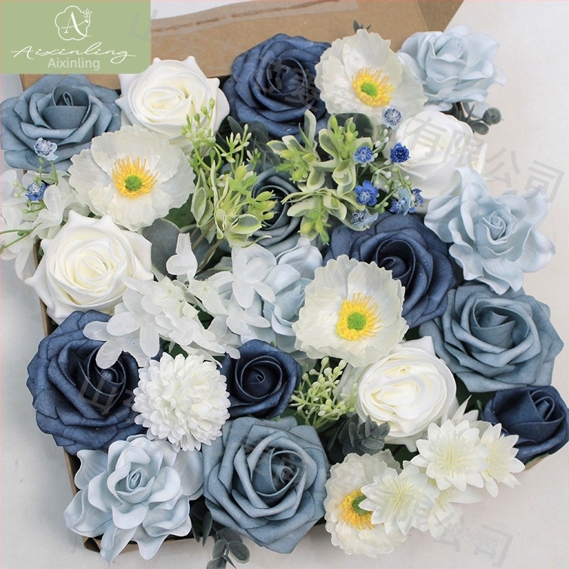 Gyári, határokon átnyúló szimulációs rózsa művirág ajándékdoboz DIY esküvői esküvői eljegyzési parti asztali dekorációhoz