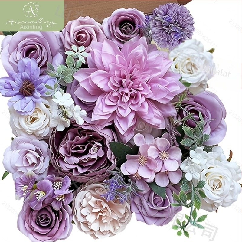 Gyári, határokon átnyúló szimulációs rózsa művirág ajándékdoboz DIY esküvői esküvői eljegyzési parti asztali dekorációhoz