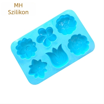 Minghao 6 db különböző virág alakú szilikon tortaforma sütő szilikon tortaforma DIY szappanforma Tulipán forma