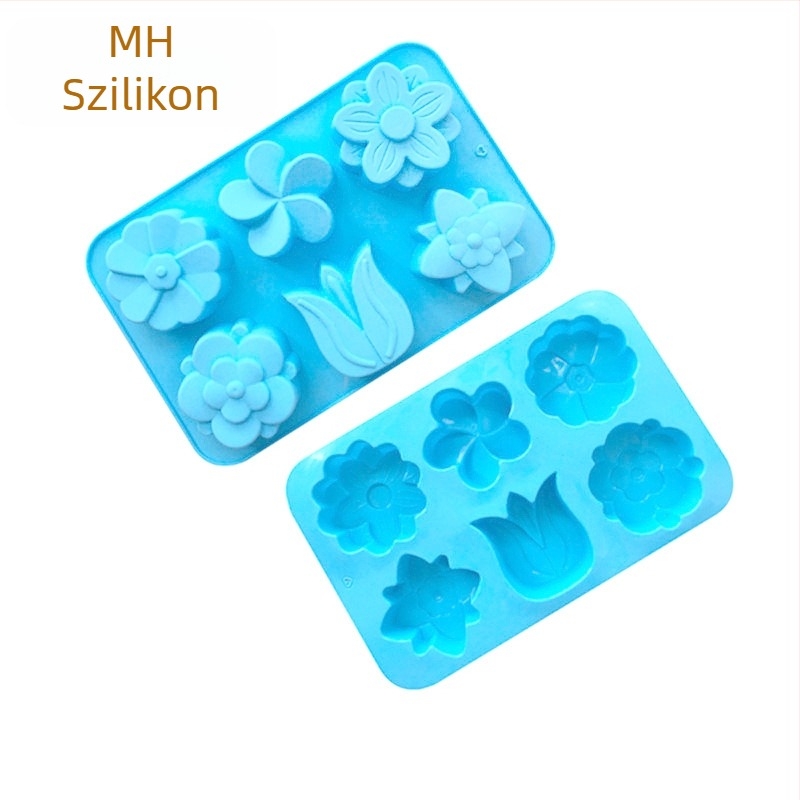 Minghao 6 db különböző virág alakú szilikon tortaforma sütő szilikon tortaforma DIY szappanforma Tulipán forma