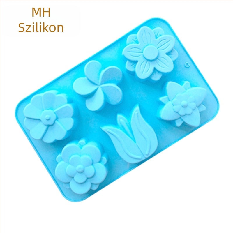 Minghao 6 db különböző virág alakú szilikon tortaforma sütő szilikon tortaforma DIY szappanforma Tulipán forma