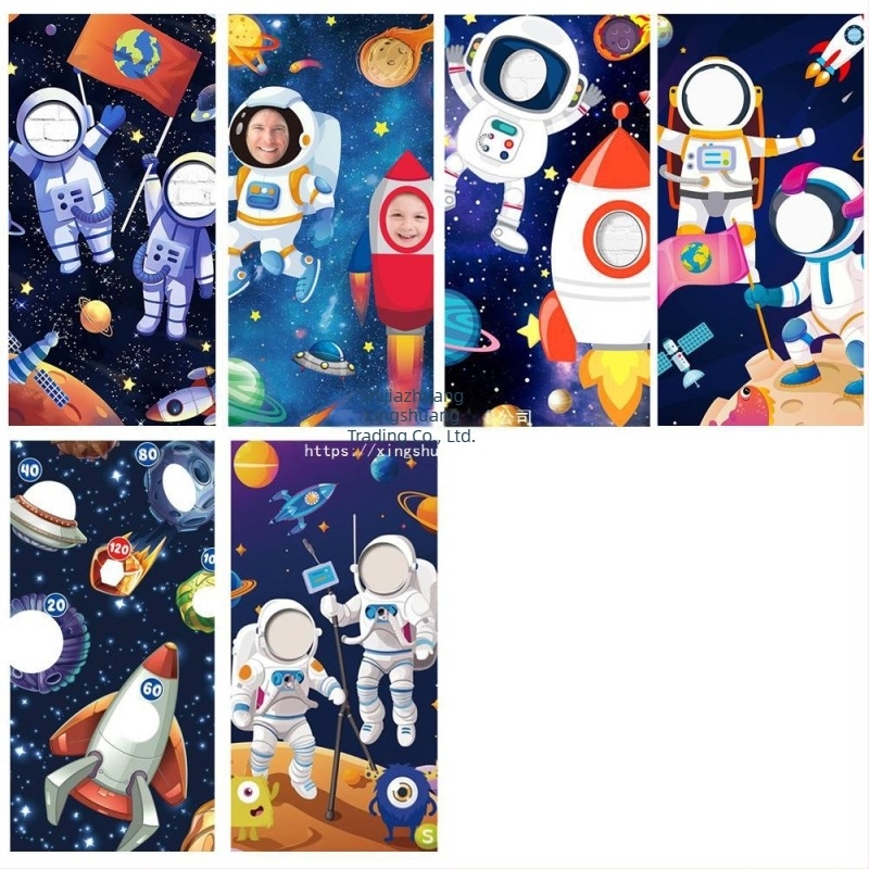 Űrbeli szórakoztató fotókellékek transzparens születésnapi parti dekorációs kellékek transzparens parti fotózás fotóajtó poliészter