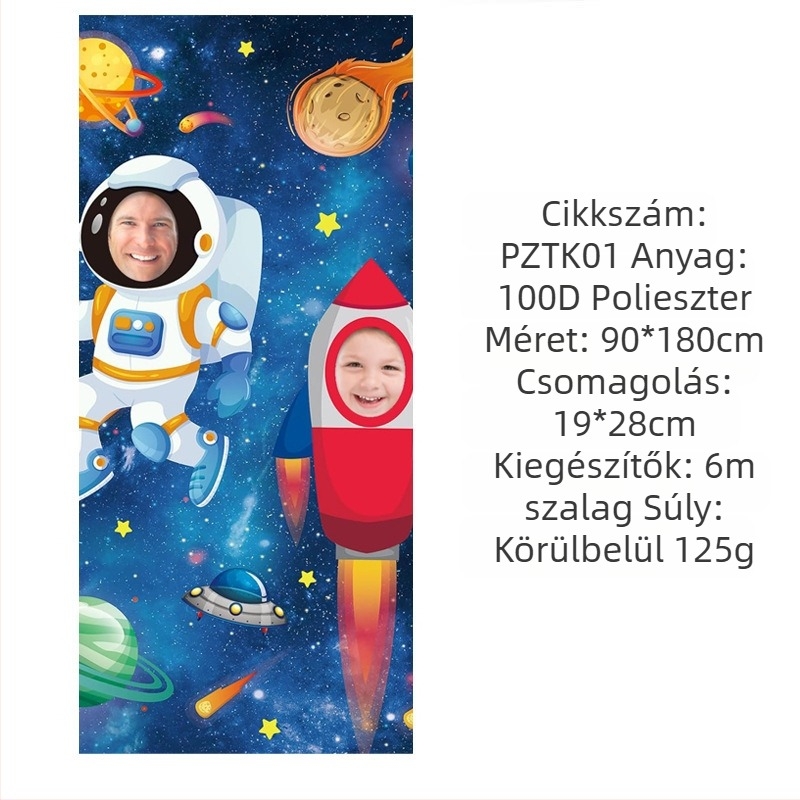 Űrbeli szórakoztató fotókellékek transzparens születésnapi parti dekorációs kellékek transzparens parti fotózás fotóajtó poliészter