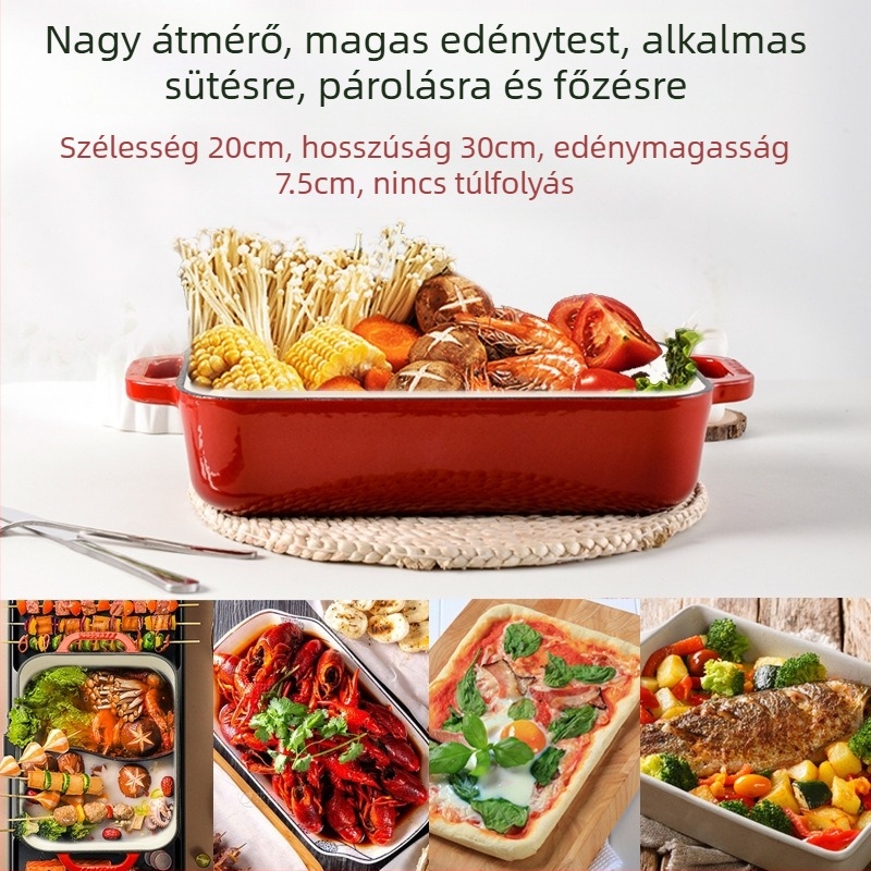 Kis boldogság öntöttvas zománcozott edény binaurális sült rizs sütőlap sütőben sütéshez western tányér barbecue grillezett hal steak sütőlap