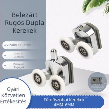 Forrásgyártók közvetlenül szállítják a galvanizáló alumíniumötvözetből készült ugráló kerék dupla dupla fürdőszobai üvegajtó-csiga spot nagykereskedelmét