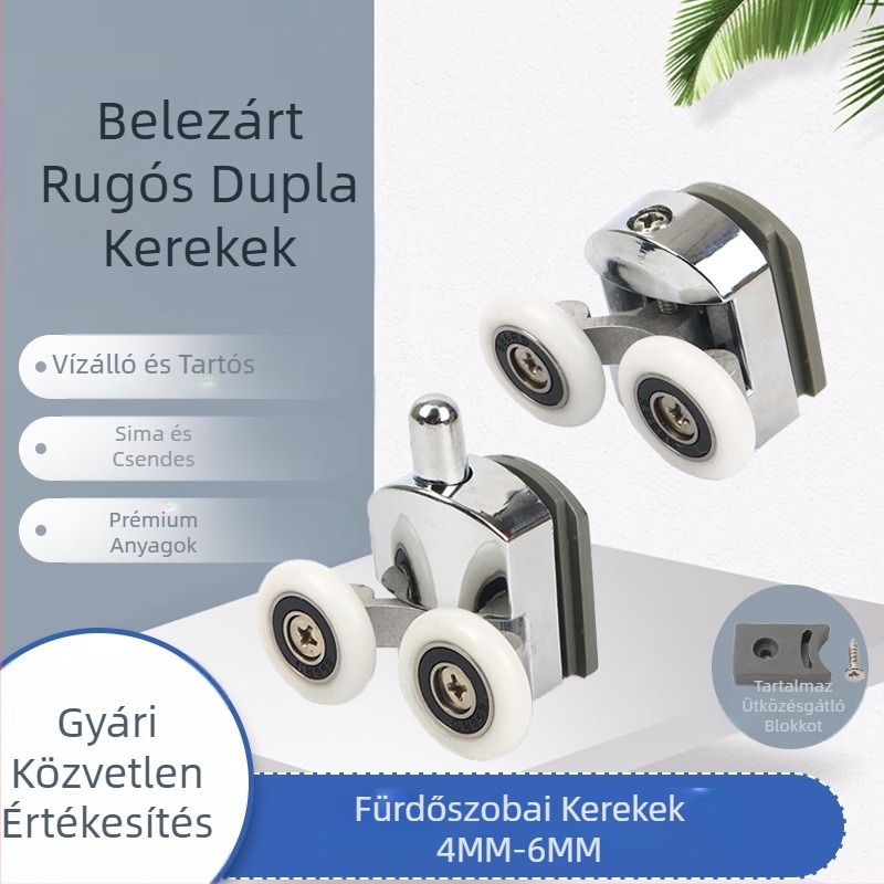 Forrásgyártók közvetlenül szállítják a galvanizáló alumíniumötvözetből készült ugráló kerék dupla dupla fürdőszobai üvegajtó-csiga spot nagykereskedelmét