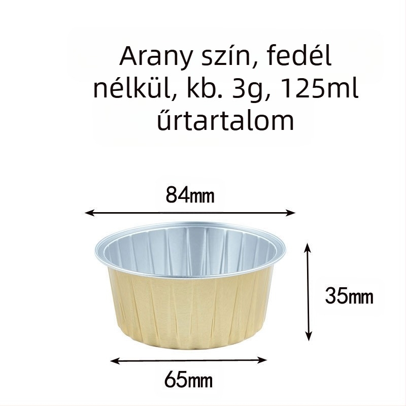 20 db-os, 50 db-os pudingkupa, fritőz, különleges színű alumínium fóliadoboz, kerek tál, süteménydoboz, barbecue kupa