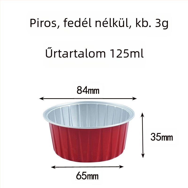20 db-os, 50 db-os pudingkupa, fritőz, különleges színű alumínium fóliadoboz, kerek tál, süteménydoboz, barbecue kupa