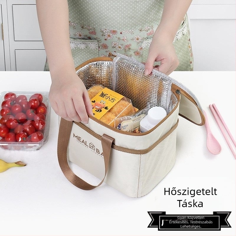 Ebéddoboz kézitáska szigetelő táska kültéri piknik nagy kapacitású étkezészsák irodai diákoknak ebédtáska