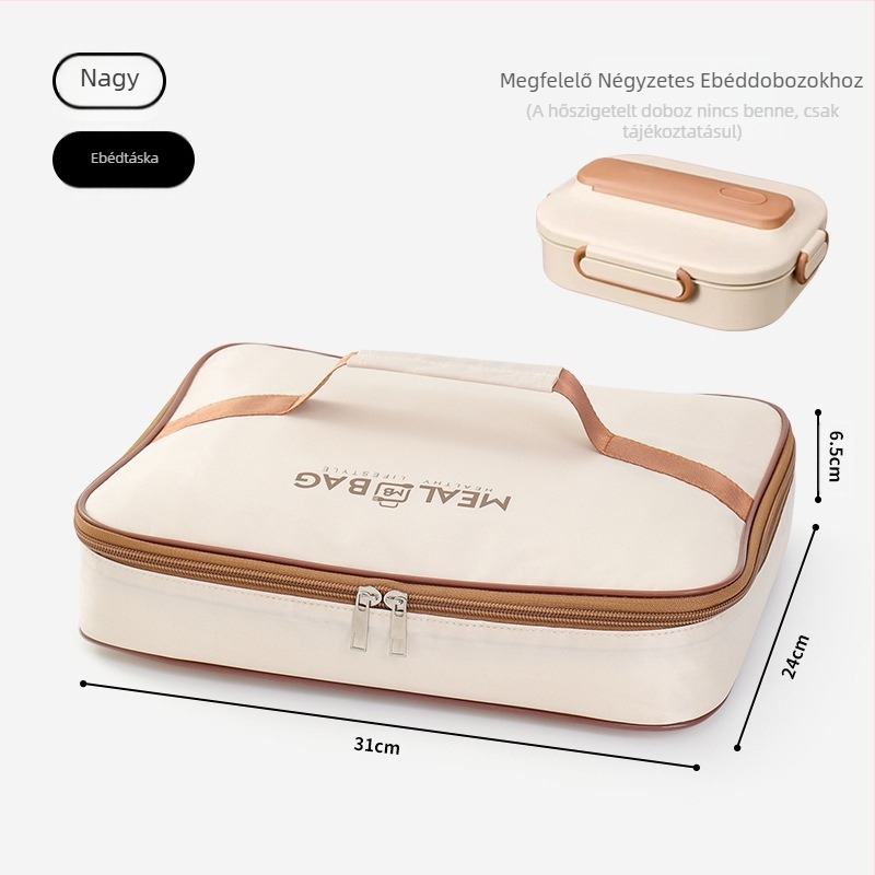 Ebéddoboz kézitáska szigetelő táska kültéri piknik nagy kapacitású étkezészsák irodai diákoknak ebédtáska
