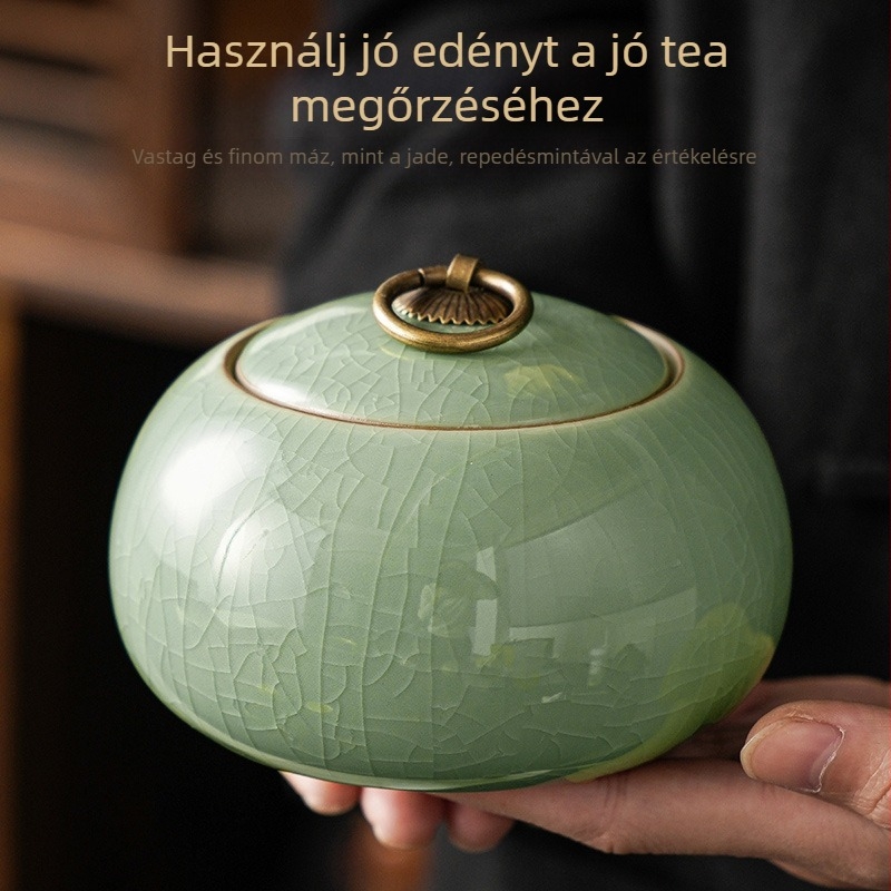 Ge kemence teaüveg lezárt üveg kerámia kis hordozható celadon tea Pu'er tárolóedény háztartási nagykereskedelem