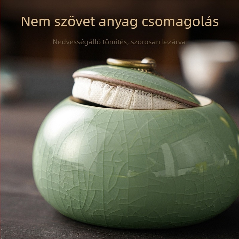 Ge kemence teaüveg lezárt üveg kerámia kis hordozható celadon tea Pu'er tárolóedény háztartási nagykereskedelem