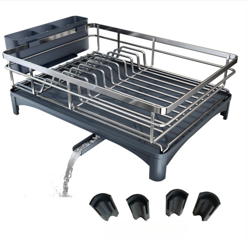 Konyhai edénytartó pulton elhelyezhető étkészlet mosogató tányér evőpálcika tároló állvány háztartási nagy kapacitású egyrétegű lefolyótál-tartó